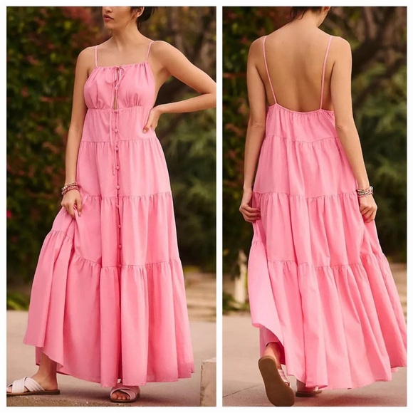 Charlie Holiday Dresses & Skirts - Charlie Holiday pink Priscilla tiered maxi long dress NWT size M